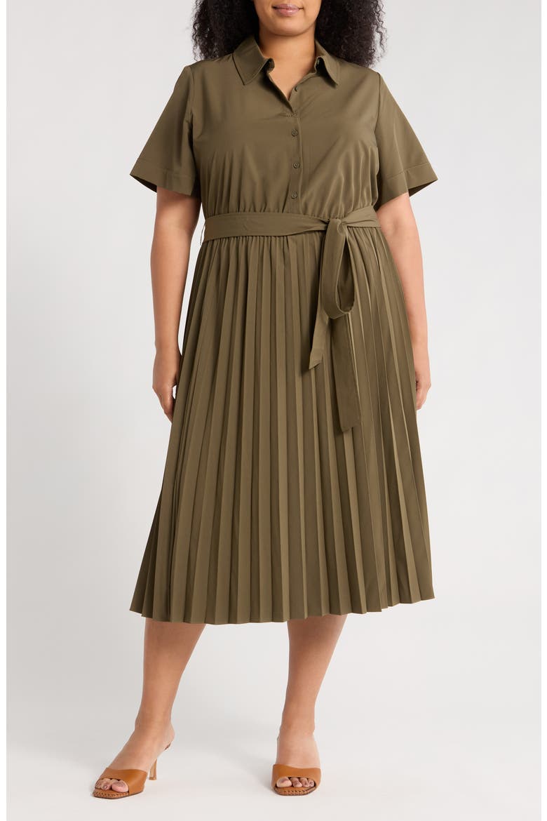 Pleated Shirdress, Main, color, CAPER