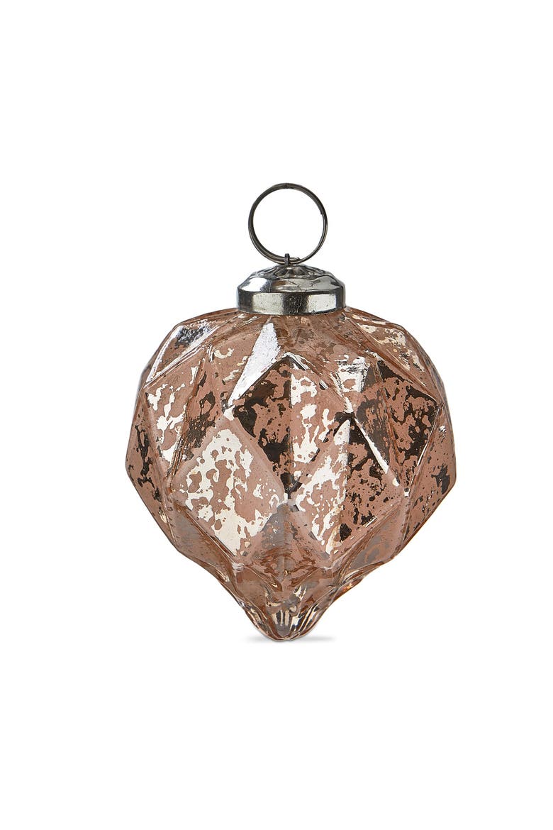 Vint Diamond Geo Pink Glass Christmas Tree Ornament, Main, color, Pink