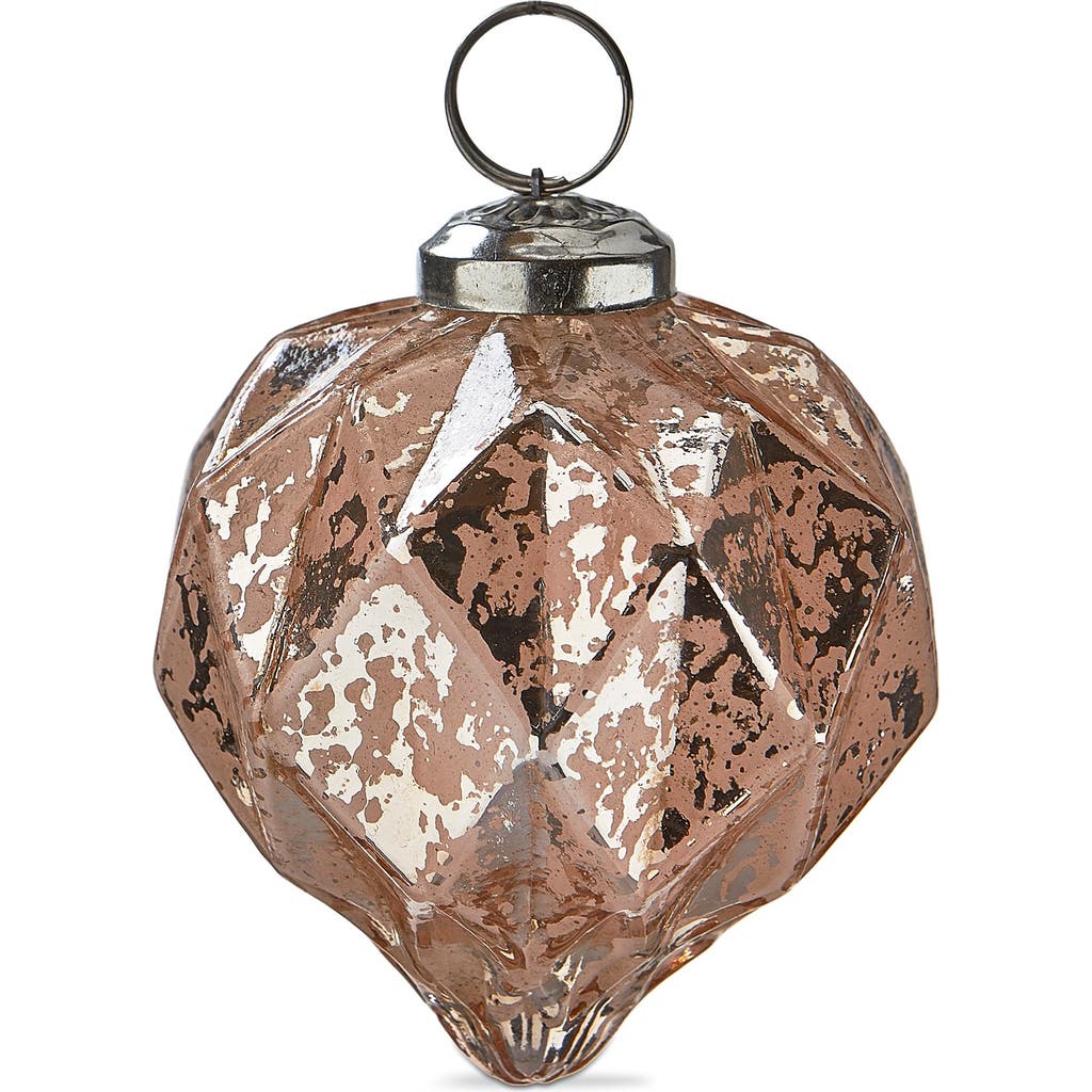 Tag Vint Diamond Geo Pink Glass Christmas Tree Ornament In Brown