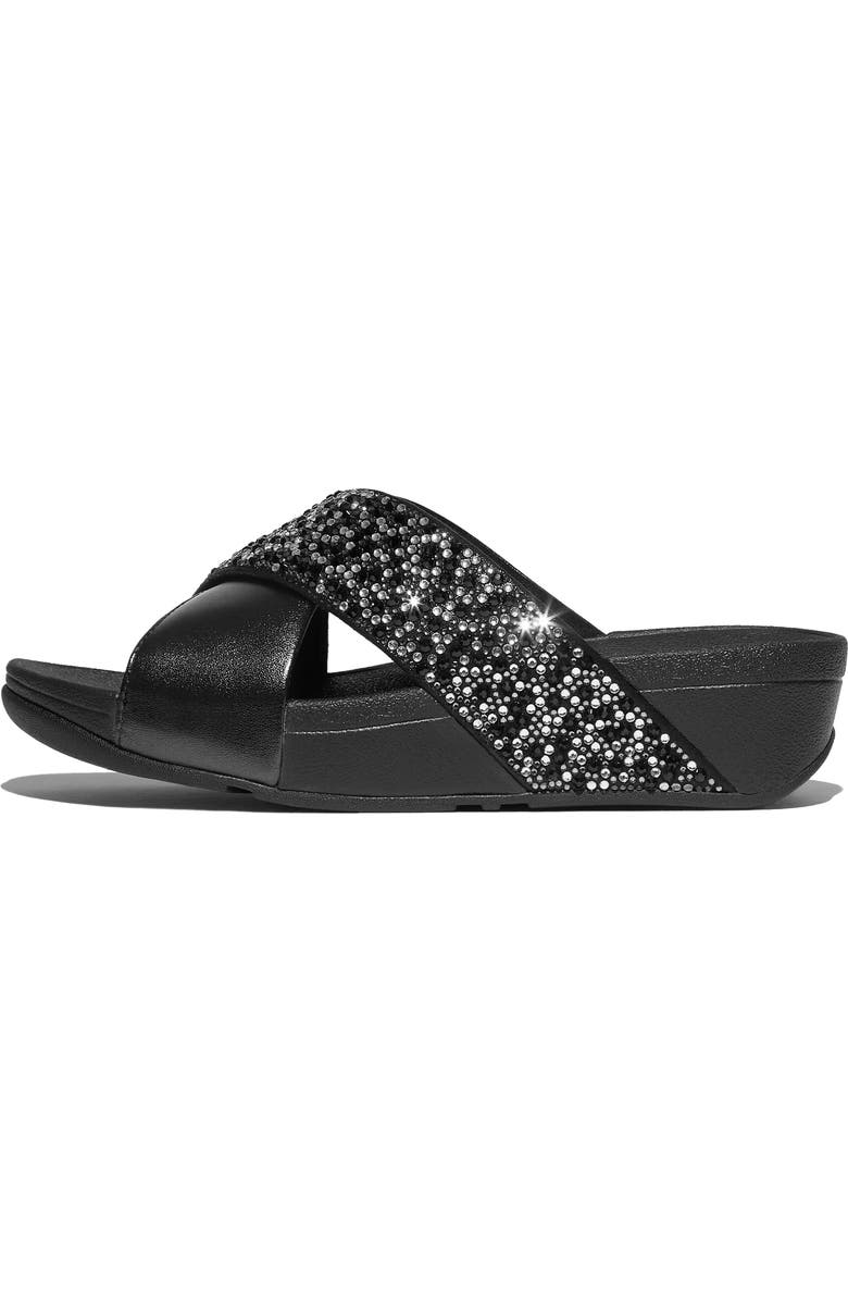FitFlop Lulu Crystal Embellished Slide Sandal, Alternate, color, All Black