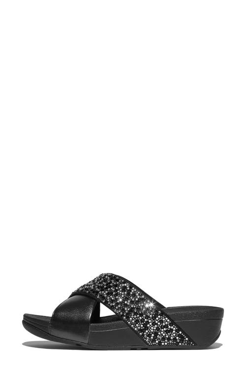 Fitflop Lulu Crystal Embellished Slide Sandal In All Black