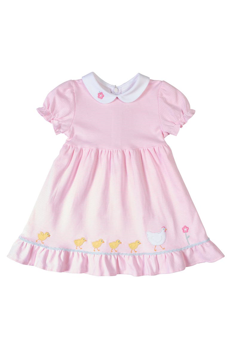 Stripe Knit Dress With Flowers, Hen & Chicks, Main, color, Pink/White