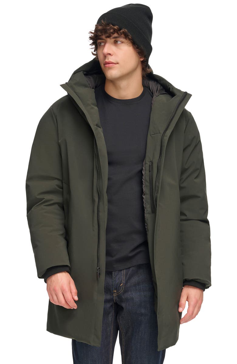 DKNY Stretch Arctic Hooded Jacket, Alternate, color, Dark Olive