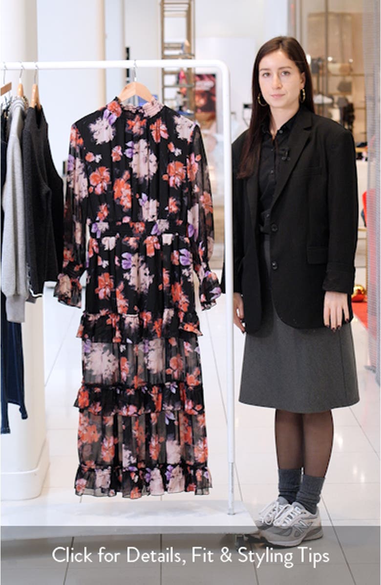 Isadora Floral Print Ruffle Long Sleeve Maxi Dress, sales video thumbnail