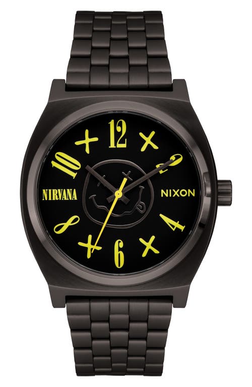 Nixon Nirvana Time Teller Bracelet Watch, 37mm in Silver Nirvana Smiley Face 