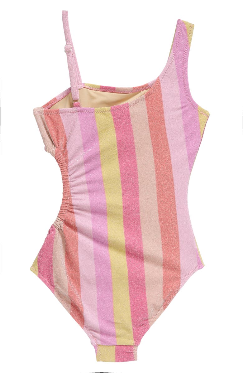 Shade Critters Kids' Metallic Stripe One-Shoulder One-Piece Swimsuit, Alternate, color, 