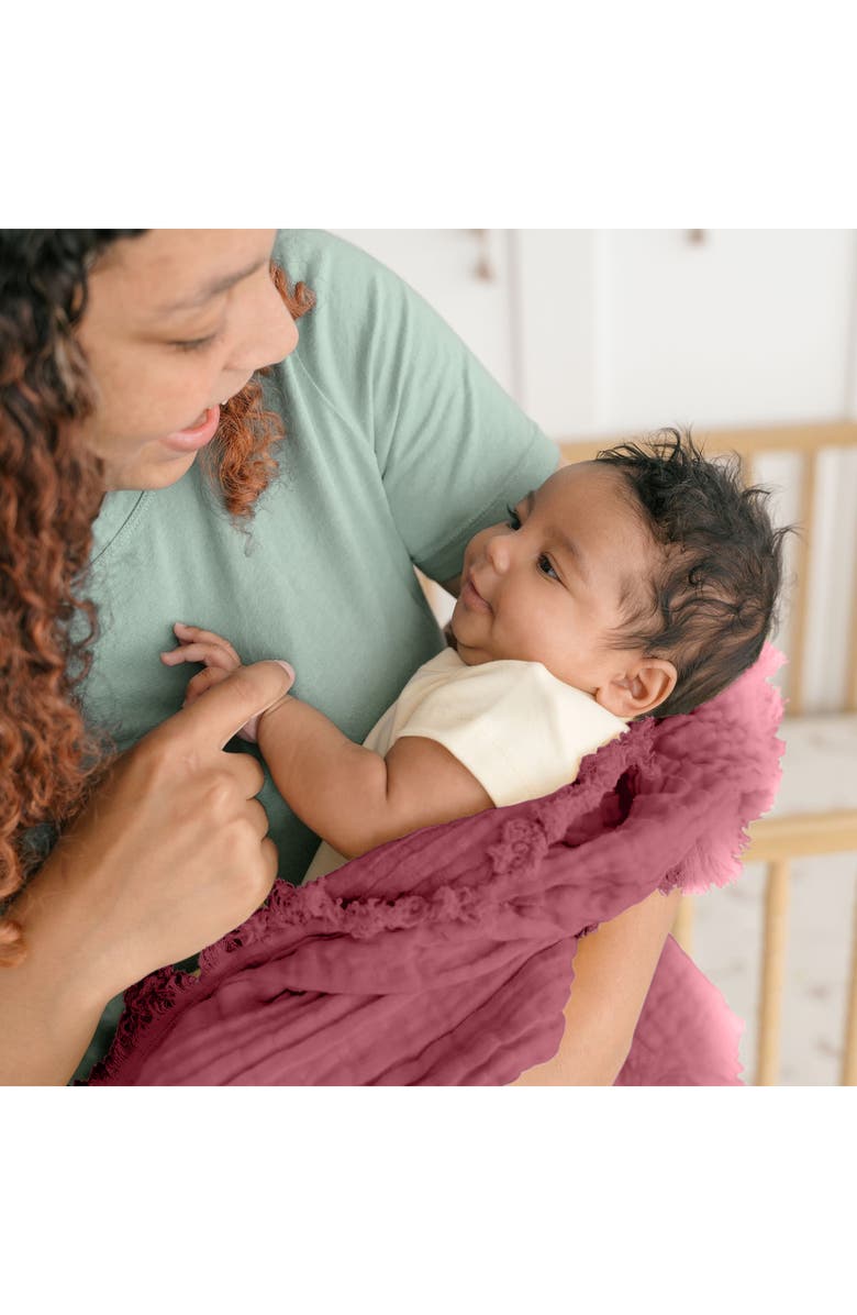 CRANE BABY Ombré Cotton Muslin Blanket, Alternate, color, Red