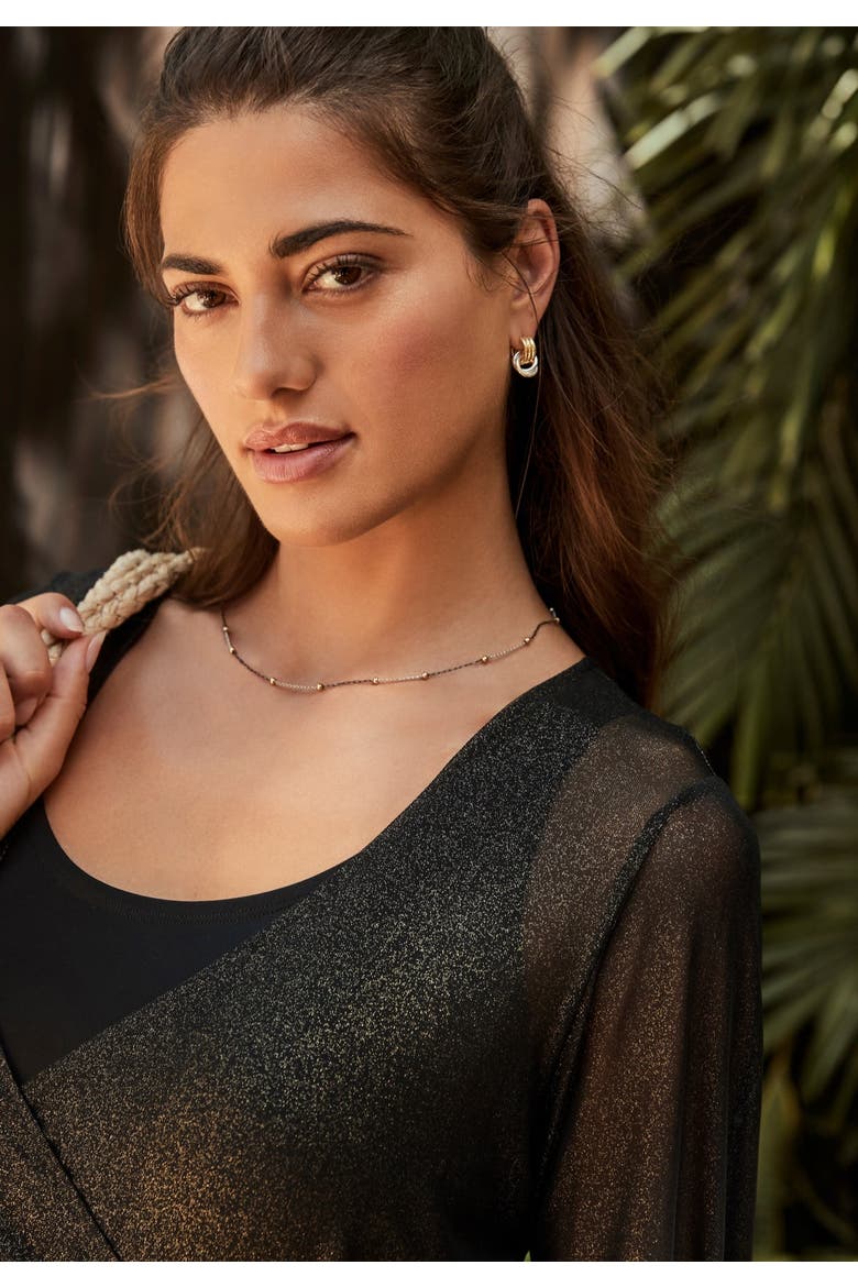 Sheer Wrap Cover-Up, Alternate, color, BLACK GOLD FOIL