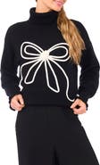 CeCe Bow Detail Turtleneck Sweater