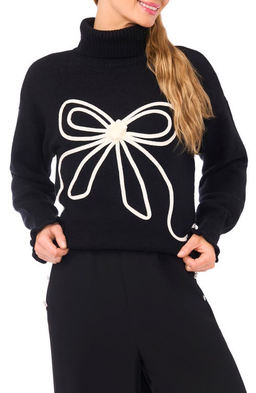 Cece Bow Detail Turtleneck Sweater In Black