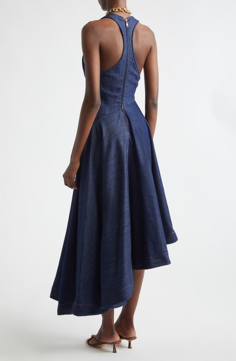 Zimmermann Kindred Spirit Asymmetric Scoop Neck Cotton Denim Dress, Alternate, color, Harbour Blue