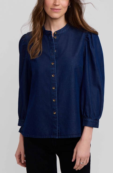 Helsa Puff Sleeve Denim Shirt