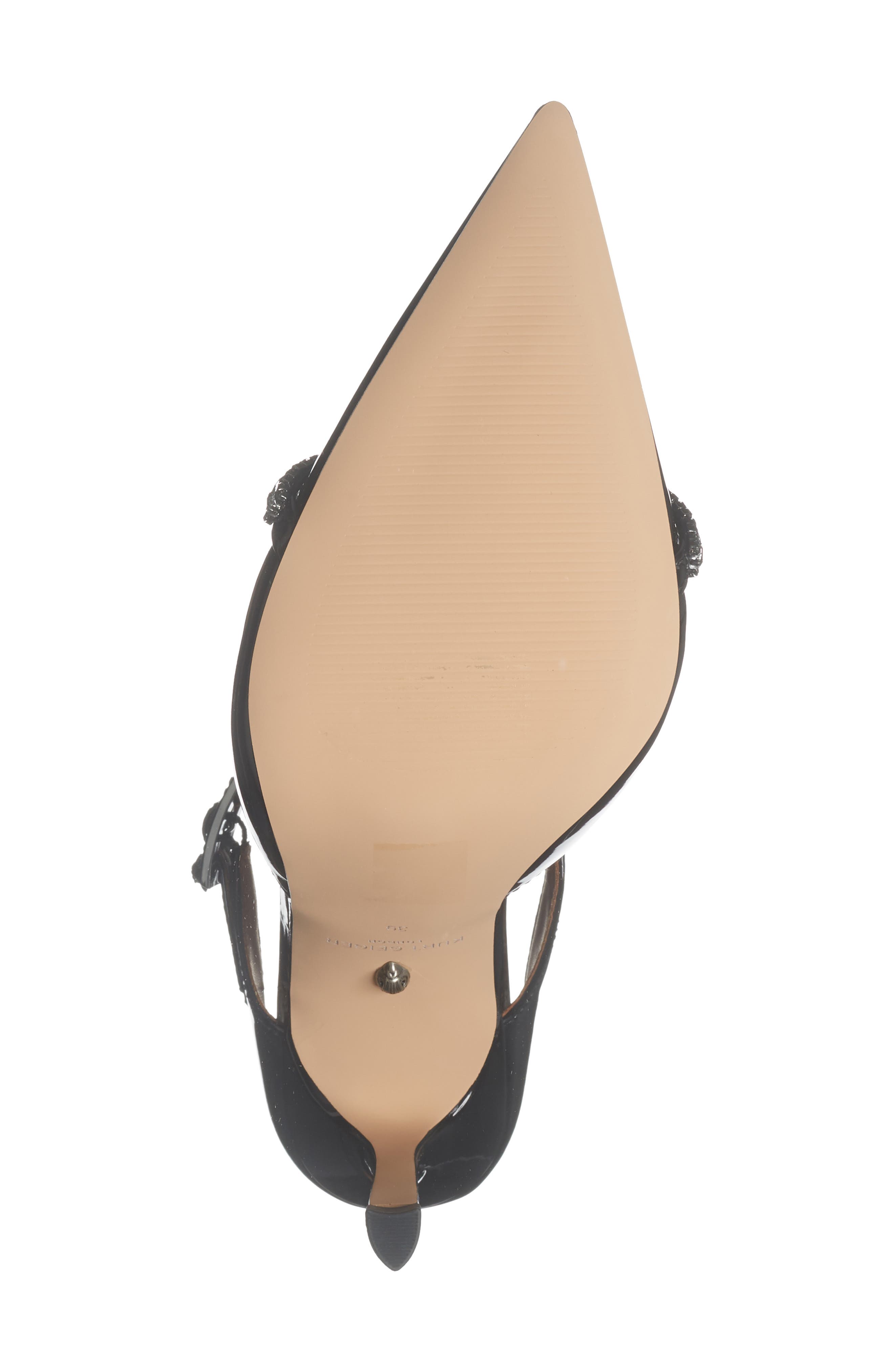 Kurt Geiger London Embellished Pointed Toe Ankle Strap Pump, Alternate, color, Black
