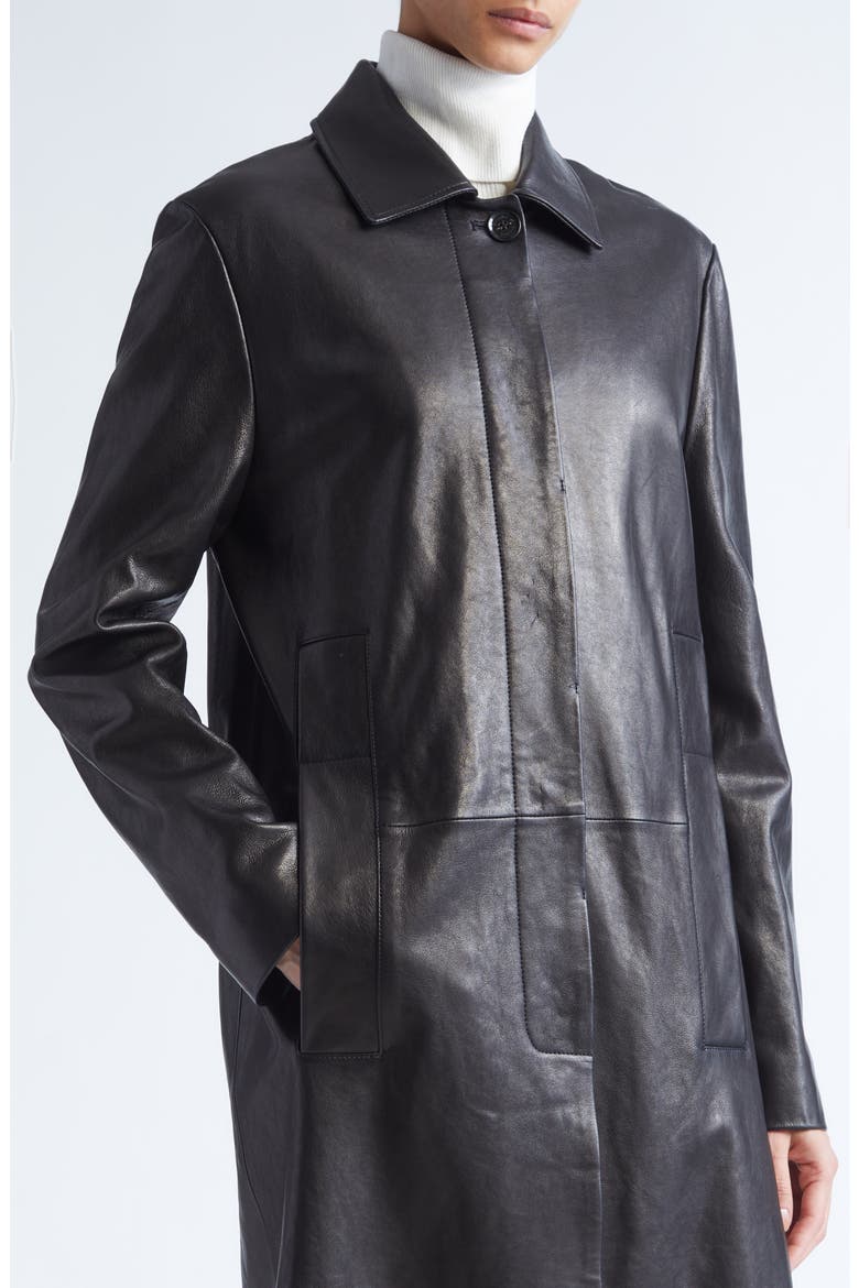 Nissi Leather Coat, Alternate, color, BLACK