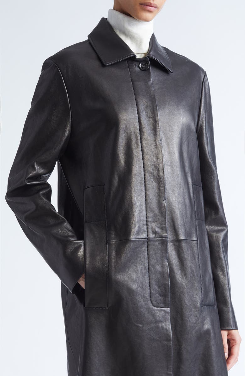 Proenza Schouler Nissi Leather Coat, Alternate, color, Black
