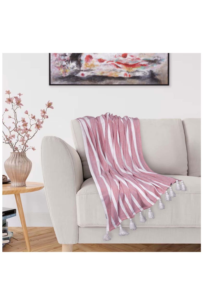 Nara Tassel Throw Blanket, Alternate, color, PINK