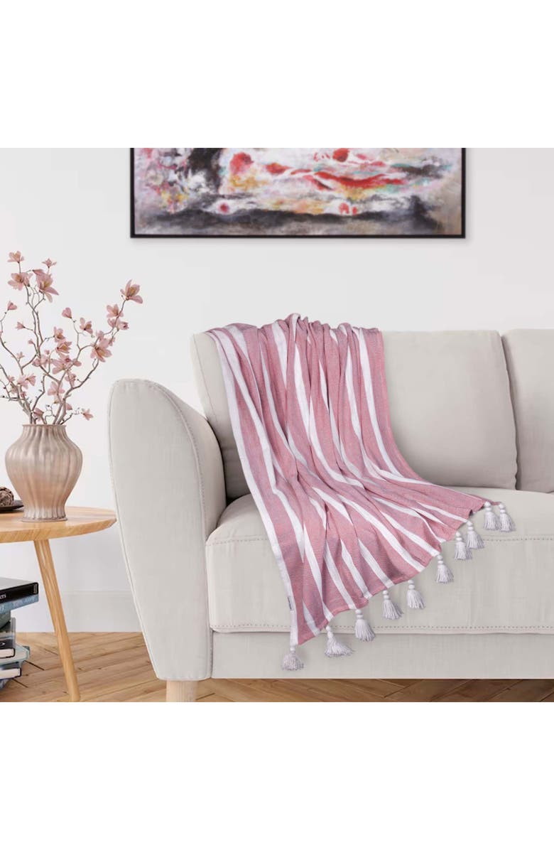 PARKLAND COLLECTION Nara Tassel Throw Blanket, Alternate, color, Pink