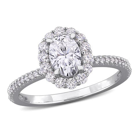 Moissanite Oval Halo Engagement Ring