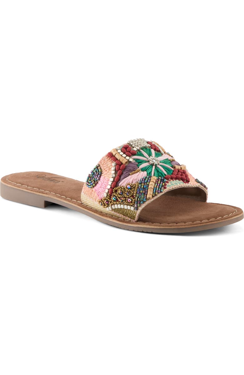 AZURA BY SPRING STEP Sugarplum Slide Sandal, Main, color, Green Multi