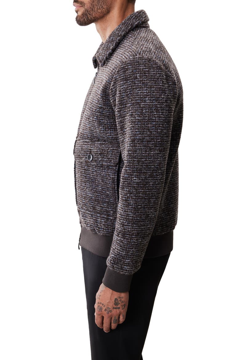 Crue Tweed Bomber Jacket, Alternate, color, DARK BROWN