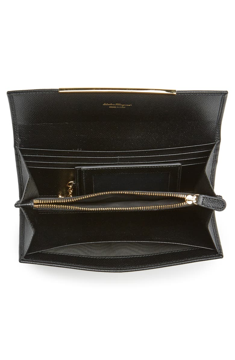 FERRAGAMO Icona Clip Continental Wallet, Alternate, color, Nero
