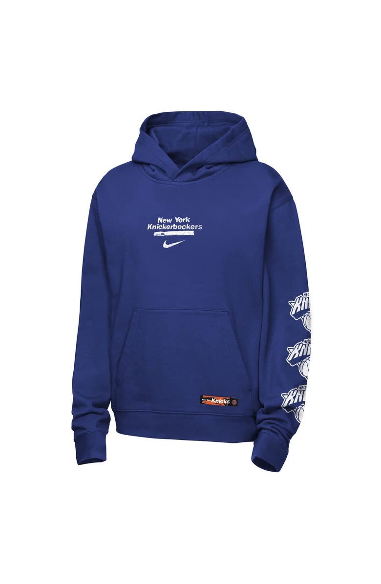 Nike Youth Nike Blue New York Knicks Courtside Club Premiere Hoodie, Alternate, color, Blue