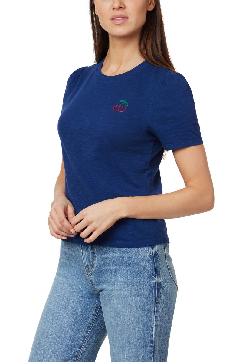 Kensie Cherries Embroidered T-Shirt, Alternate, color, Medival Blue