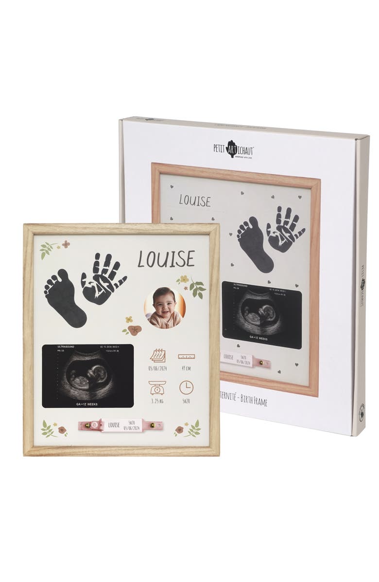 Petit Artichaut Baby Birth Frame Keepsake Kit - Handprint & Footprint Frame | Newborn Gift & Nursery Decor, Main, color, Beige