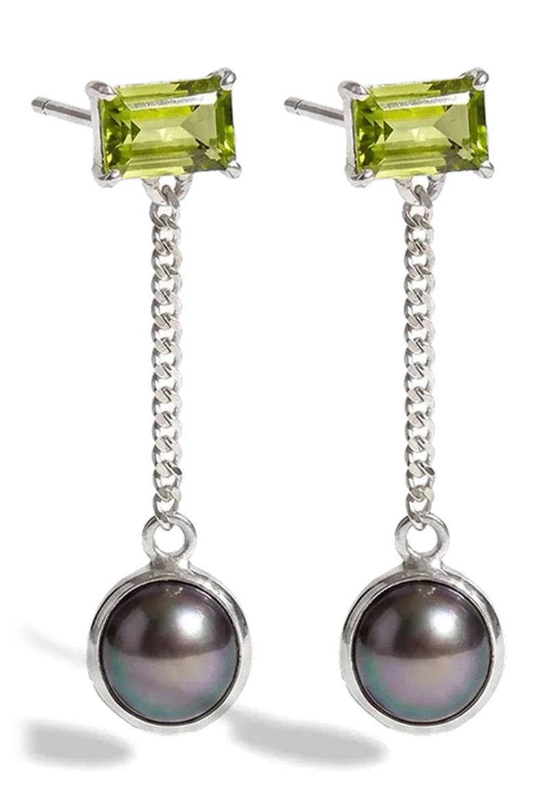 Spellbound Molten Freshwater Pearl Drop Earrings, Main, color, METALLIC SILVER