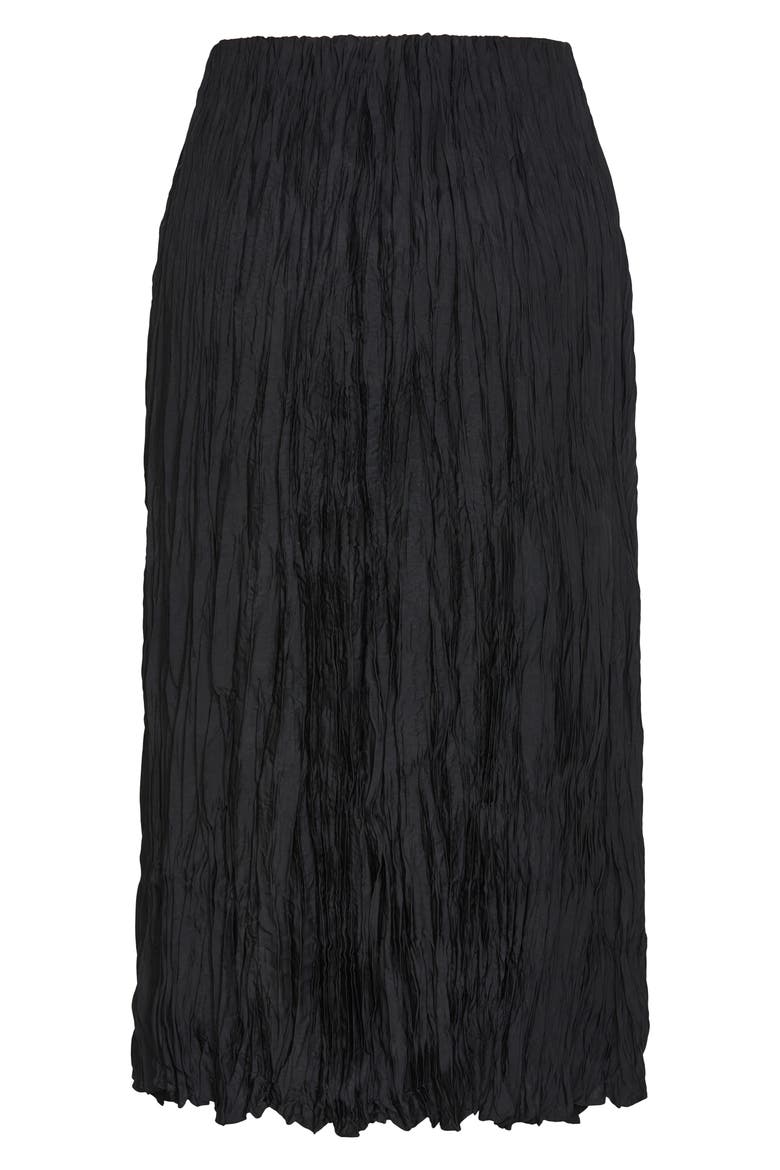 Imogen Pleated Crinkle Midi Skirt, Alternate, color, BLACK