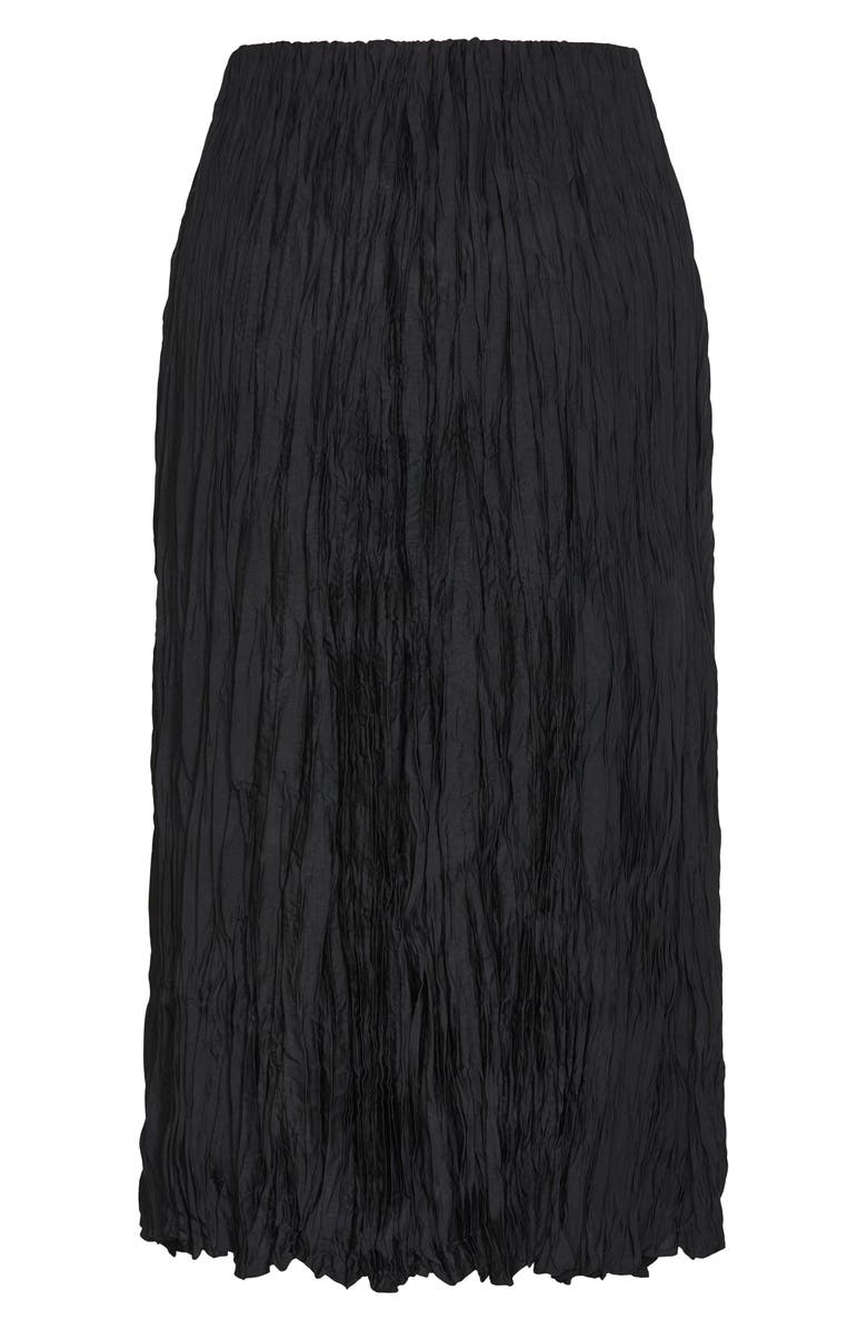 City Chic Imogen Pleated Crinkle Midi Skirt, Alternate, color, Black