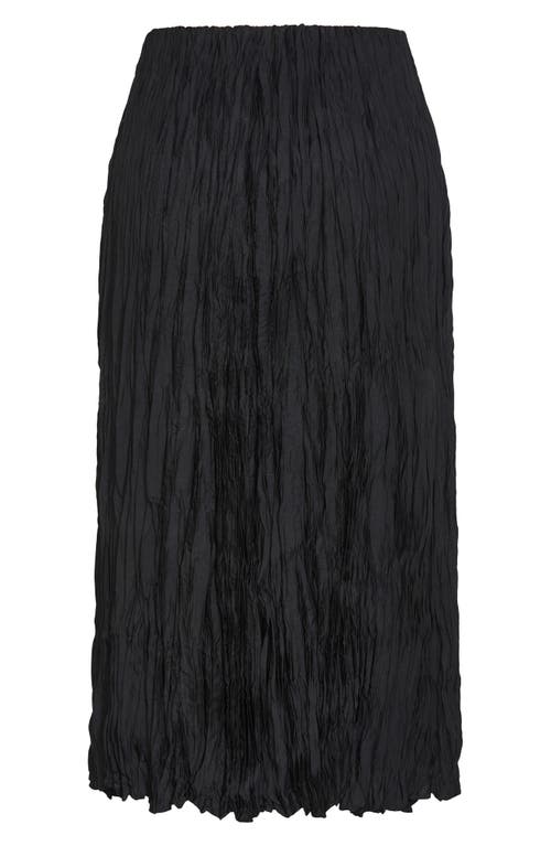 City Chic Imogen Pleated Crinkle Midi Skirt In Black