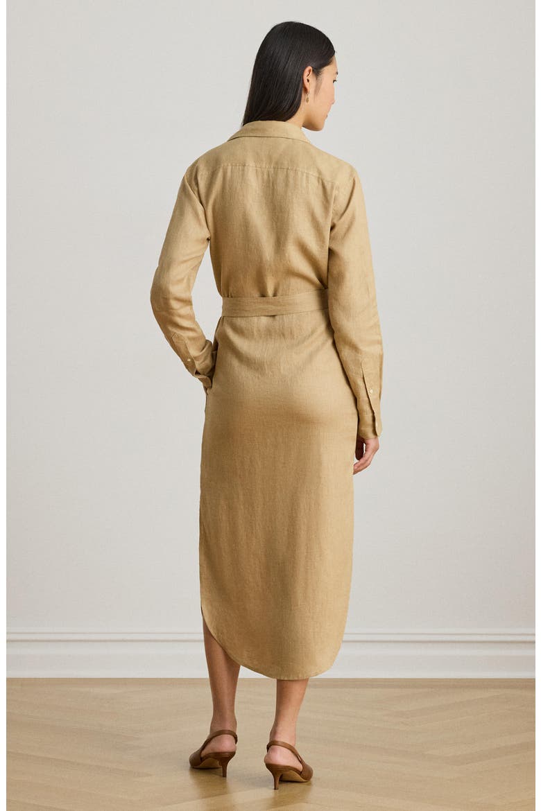 Long Sleeve Linen Shirtdress, Alternate, color, BIRCH BEIGE
