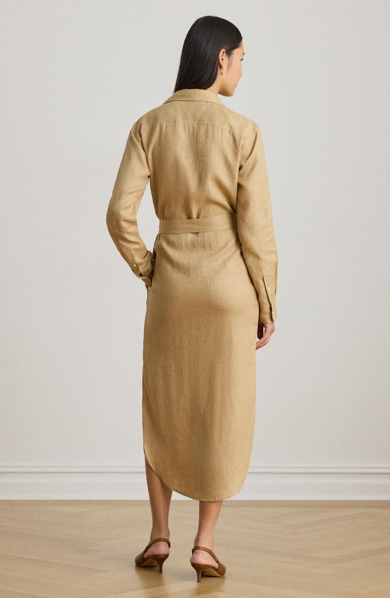 Lauren Ralph Lauren Long Sleeve Linen Shirtdress, Alternate, color, Birch Beige