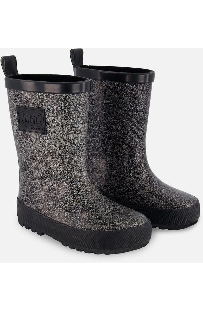 Deux par Deux Girl's Rain Boots Glittering Black, Alternate, color,