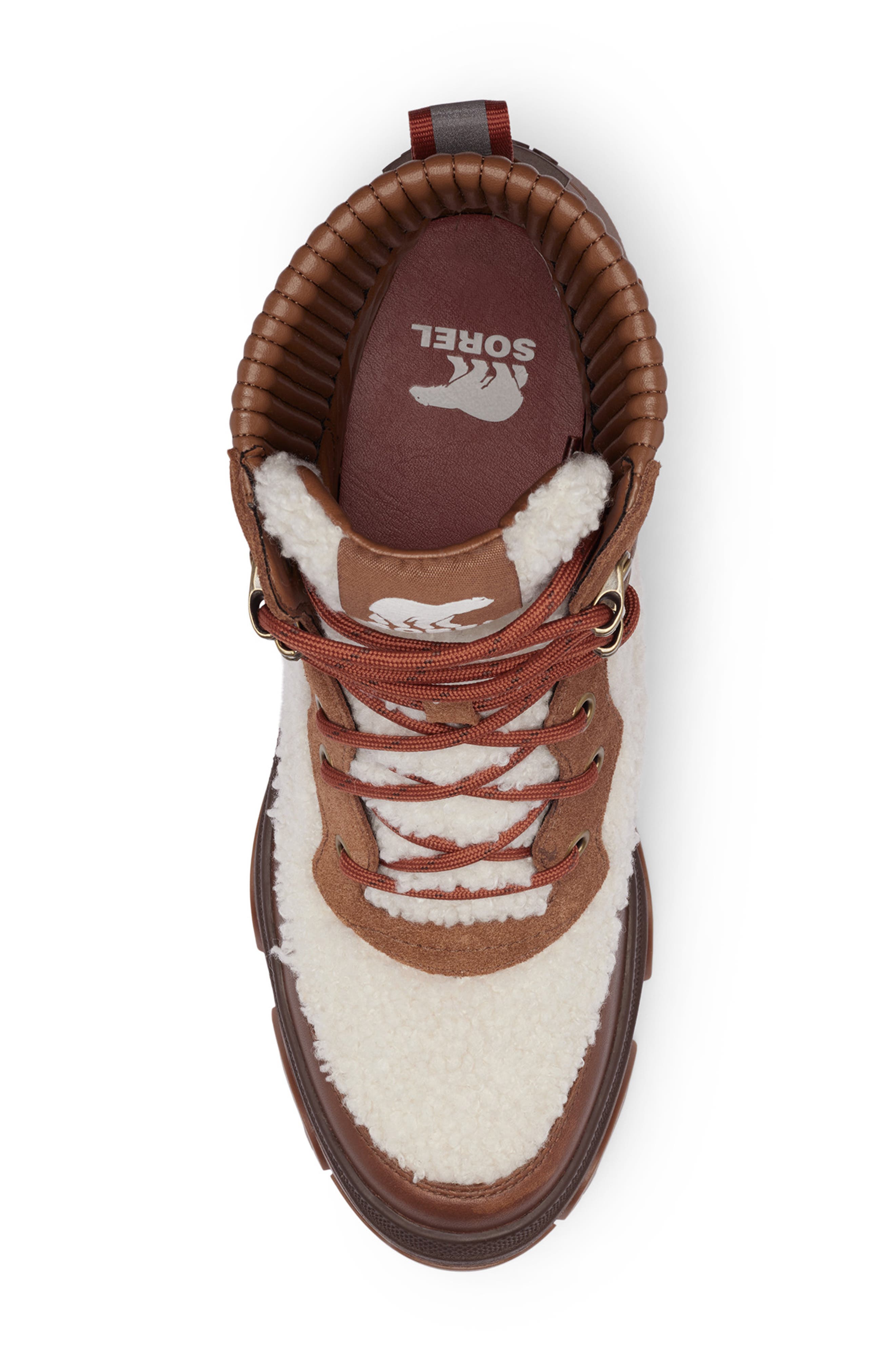 SOREL Brex<sup>™</sup> Faux Shearling Lace-Up Boot, Alternate, color, Velvet Tan/ Sanguine