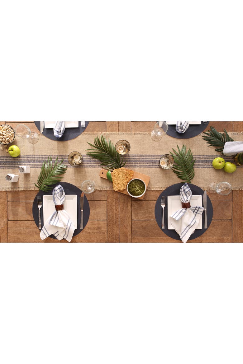 PVC Double frame Round Placemat Set/6, Alternate, color, Stonewash Blue