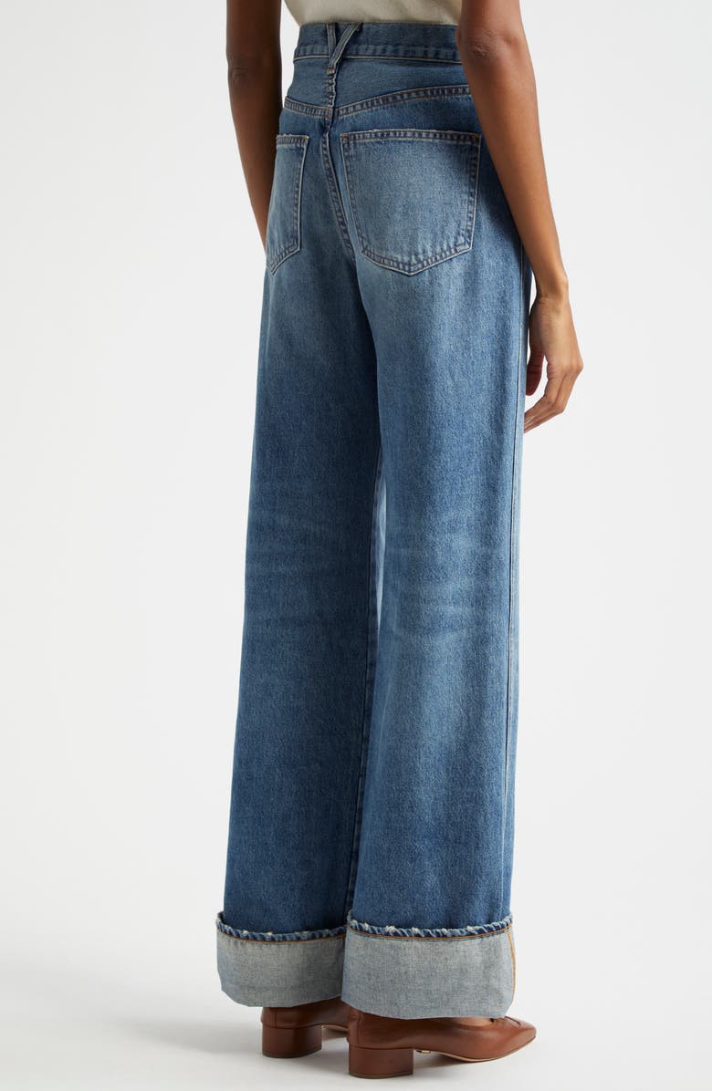 Veronica Beard Taylor High Waist Wide Leg Cuffed Jeans, Alternate, color,
