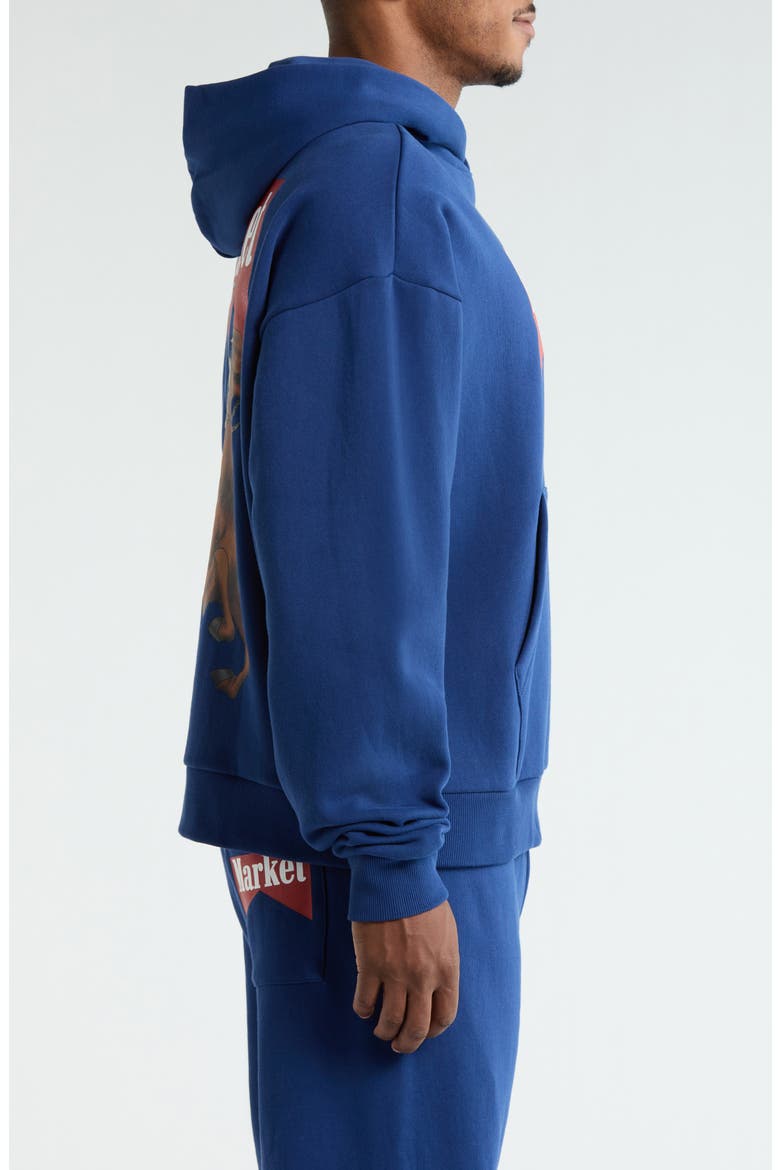 Cowboy Bear Oversize Cotton Fleece Hoodie, Alternate, color, NAVY