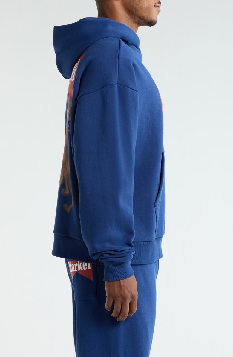 MARKET Cowboy Bear Oversize Cotton Fleece Hoodie, Alternate, color, Navy