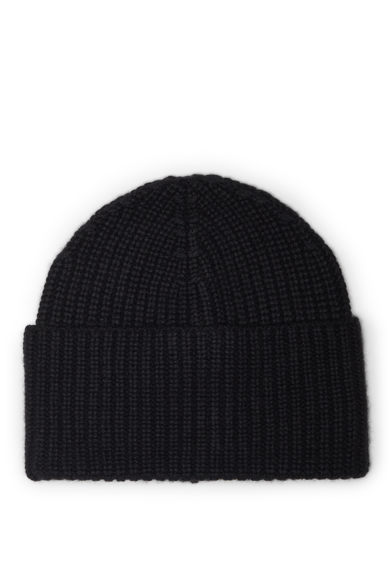 Cashmere English rib beanie, Main, color, Black
