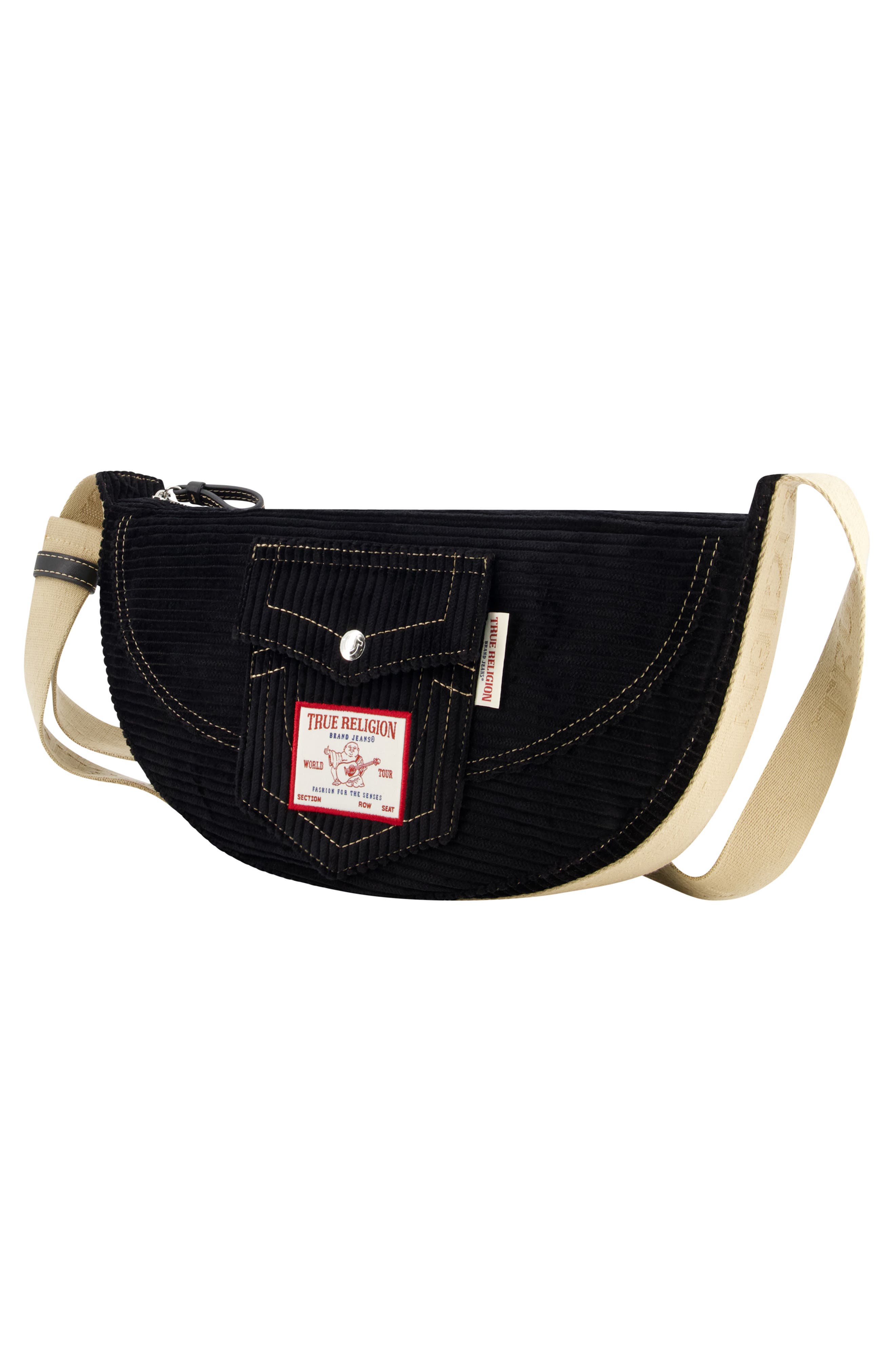 True Religion Corduroy Crossbody Bag, Alternate, color, Black