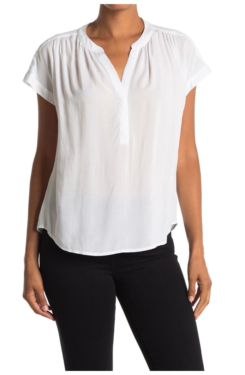 Velvet by Graham & Spencer Split Neck Short Sleeve Blouse, Main, color, 