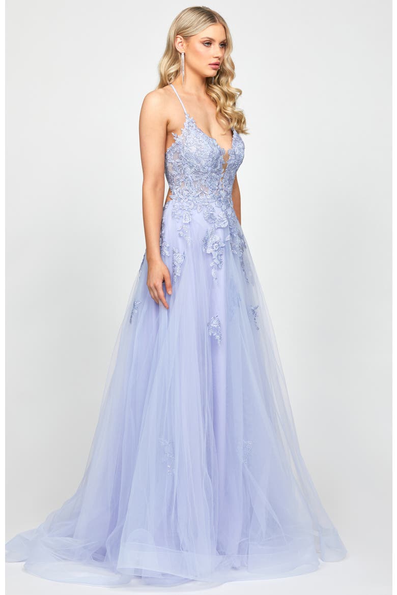 Rosalee Embellished Ball Gown, Alternate, color, POWDER BLUE