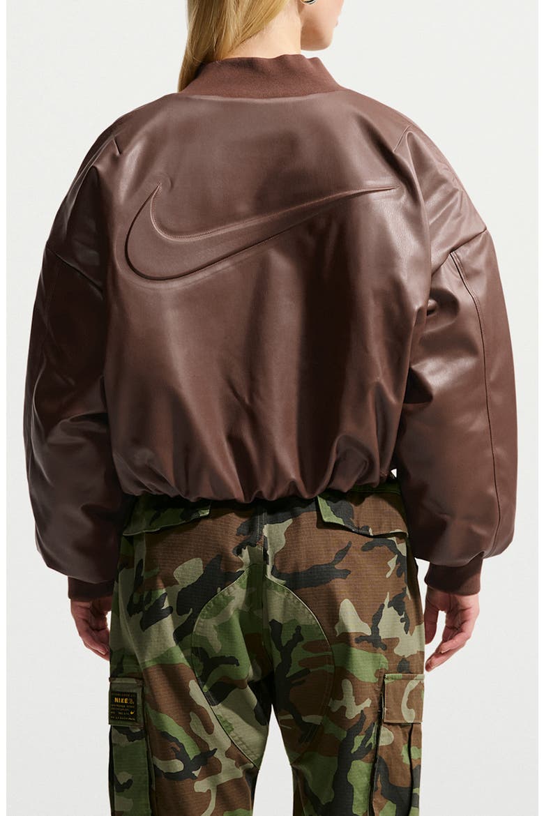 Faux Leather Bomber Jacket, Alternate, color, CACAO WOW/ CACAO WOW