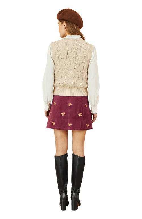 Yumi Corduroy Daisy Mini Skirt In Burgundy