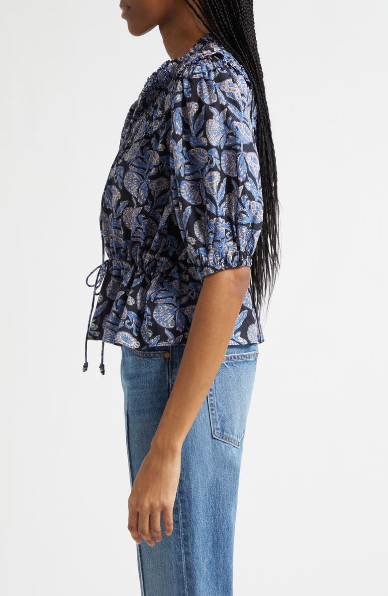 Ulla Johnson Elvie Floral Frill Collar Puff Sleeve Top, Alternate, color, Zinnia