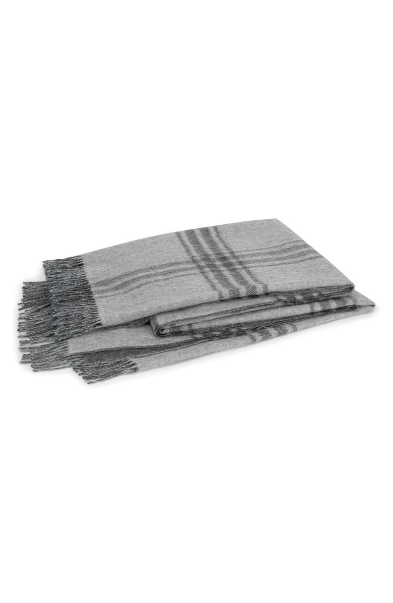 Matouk Diego Throw Blanket, Main, color, Charcoal