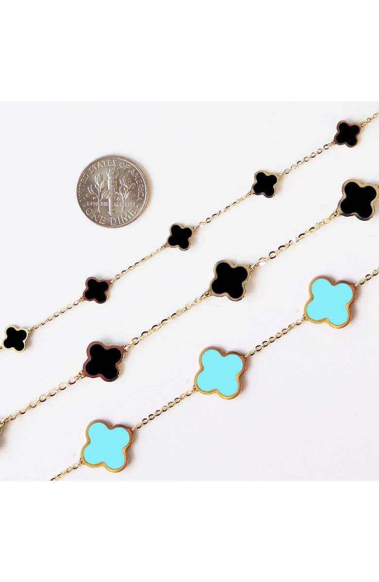 The Lovery Fine Jewelry Large Turquoise Clover Bracelet, Alternate, color, Turquoise