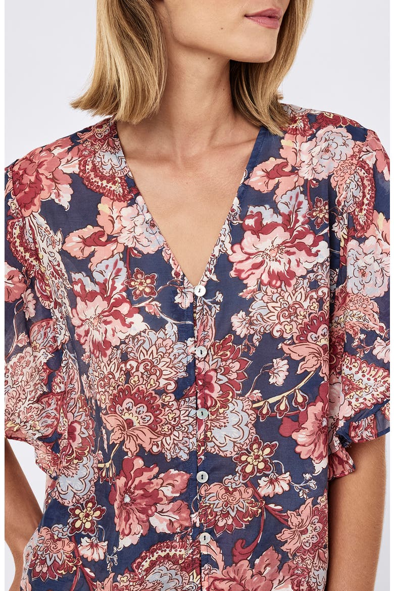 Ella Frill Cotton & Silk Short Pajamas, Alternate, color, BLUE INDIGO
